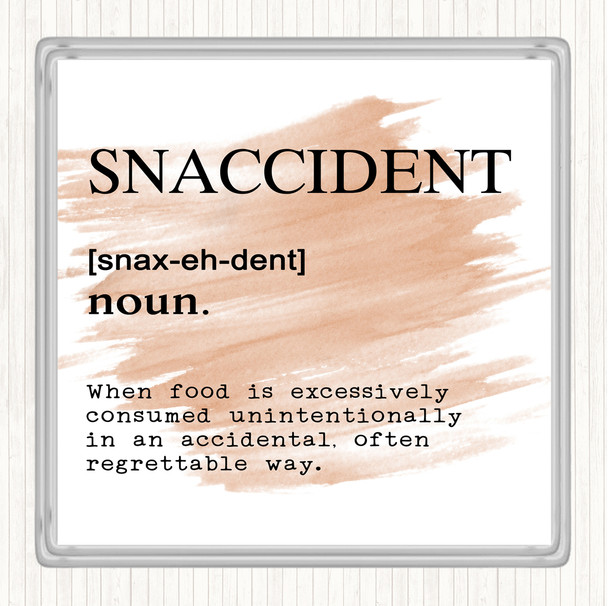 Watercolour Word Definition Snaccident Quote Drinks Mat Coaster