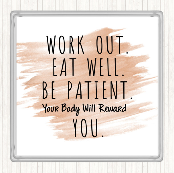 Watercolour Work Out Quote Drinks Mat Coaster