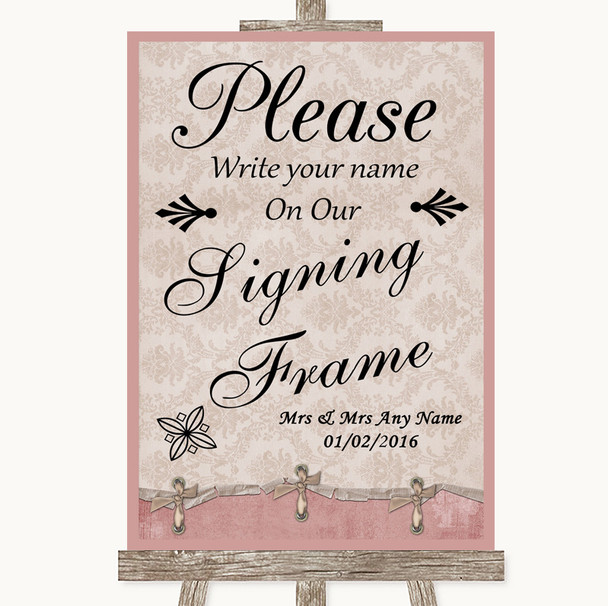 Pink Shabby Chic Signing Frame Guestbook Personalised Wedding Sign