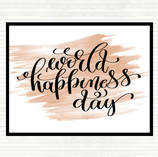 Watercolour World Happiness Day Quote Dinner Table Placemat