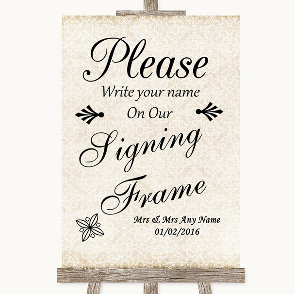 Shabby Chic Ivory Signing Frame Guestbook Personalised Wedding Sign