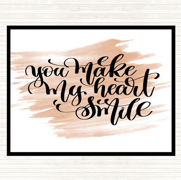 Watercolour You Make My Heart Smile Quote Mouse Mat Pad