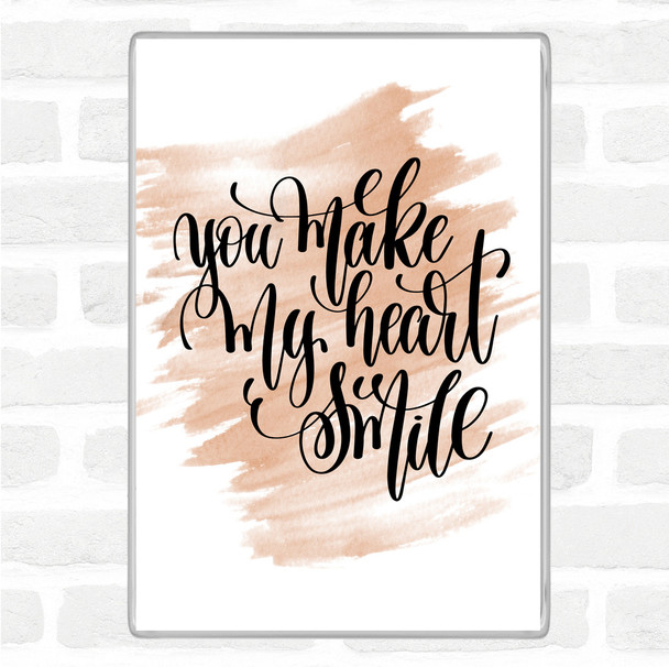 Watercolour You Make My Heart Smile Quote Jumbo Fridge Magnet