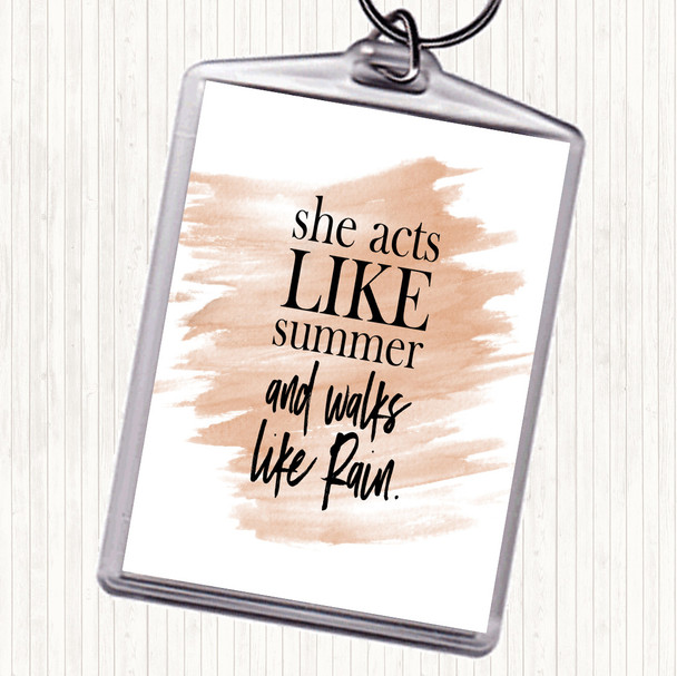 Watercolour Acts Like Summer Quote Bag Tag Keychain Keyring