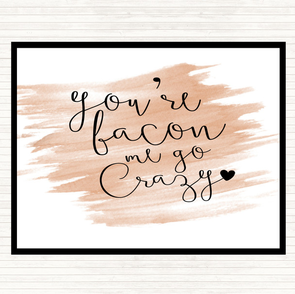 Watercolour You're Bacon Me Go Crazy Quote Dinner Table Placemat