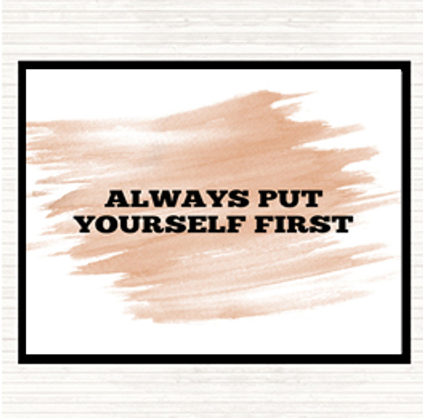 Watercolour Yourself First Quote Dinner Table Placemat