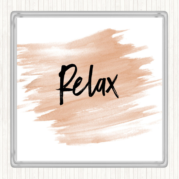 Watercolour Bold Relax Quote Drinks Mat Coaster