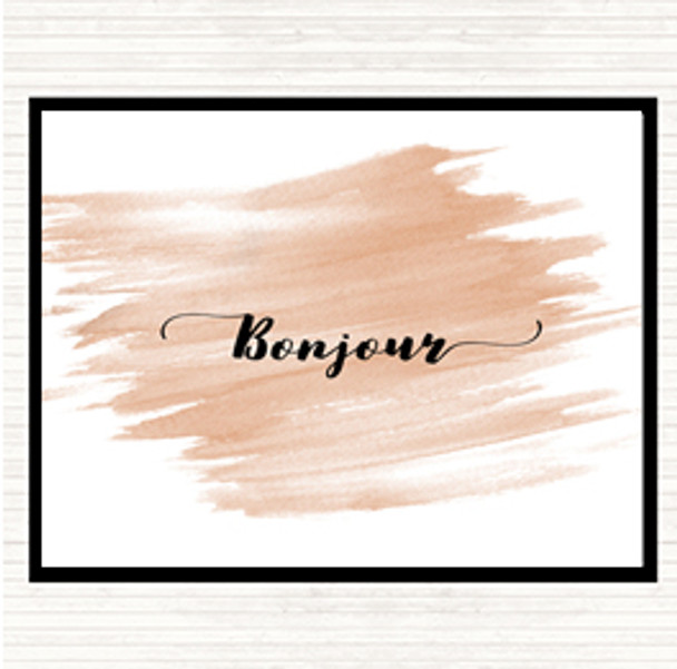 Watercolour Bonjour Quote Mouse Mat Pad