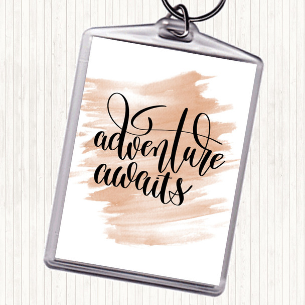 Watercolour Adventure Awaits Quote Bag Tag Keychain Keyring