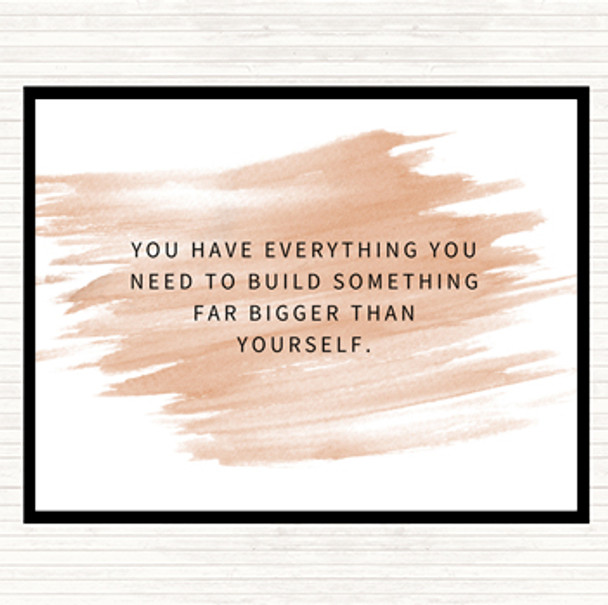 Watercolour Build Something Bigger Quote Dinner Table Placemat