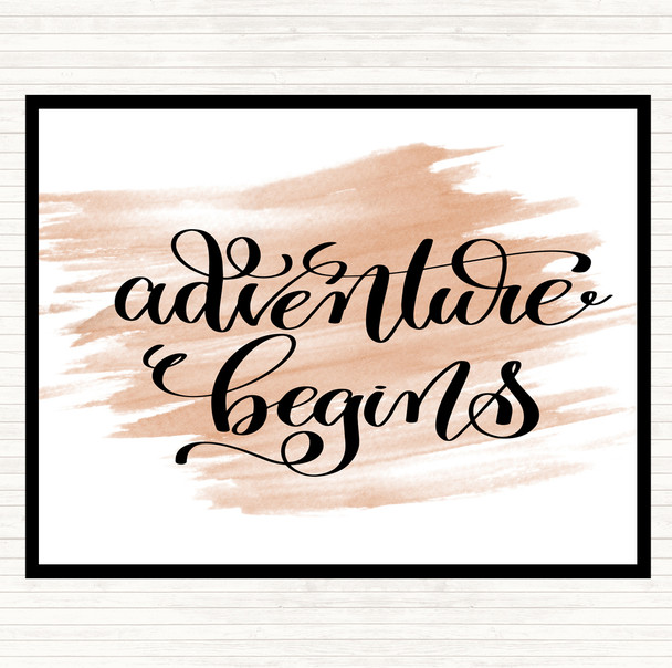 Watercolour Adventure Begins Swirl Quote Dinner Table Placemat