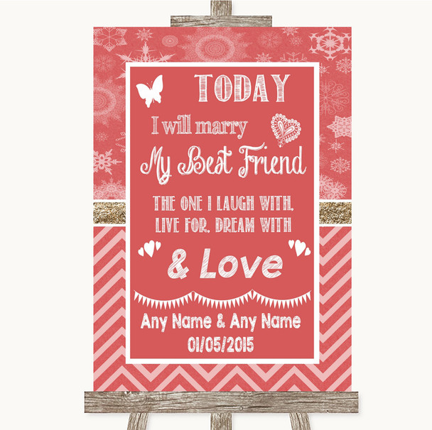 Red Winter Today I Marry My Best Friend Personalised Wedding Sign