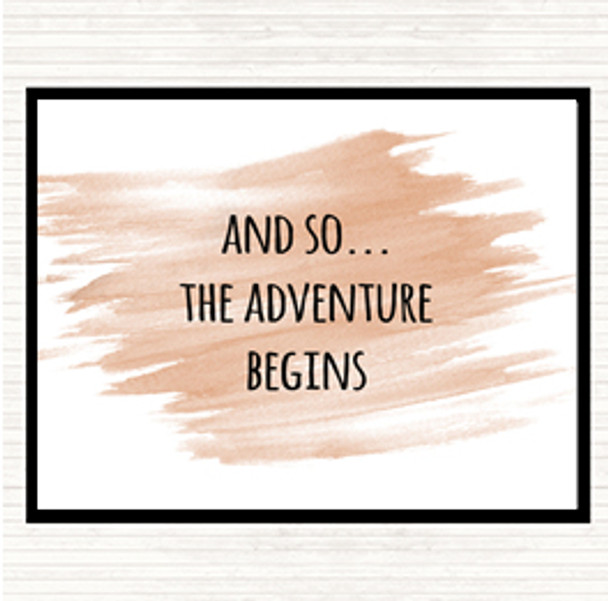 Watercolour Adventure Begins Quote Dinner Table Placemat