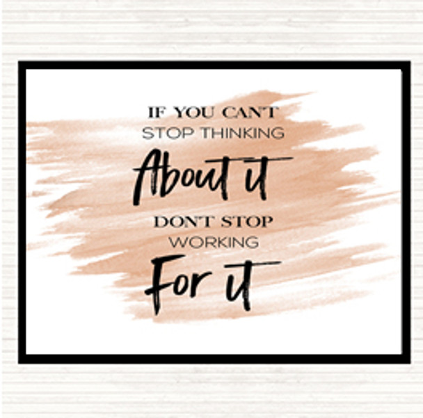 Watercolour Cant Stop Thinking Quote Mouse Mat Pad