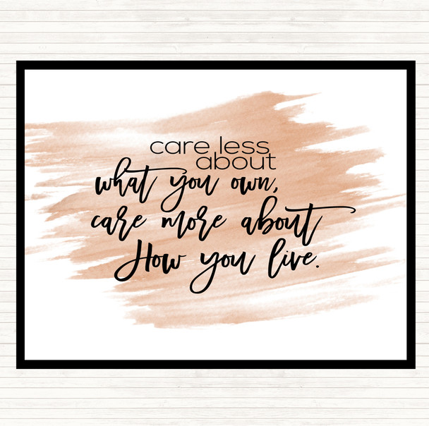 Watercolour Care Less Quote Mouse Mat Pad