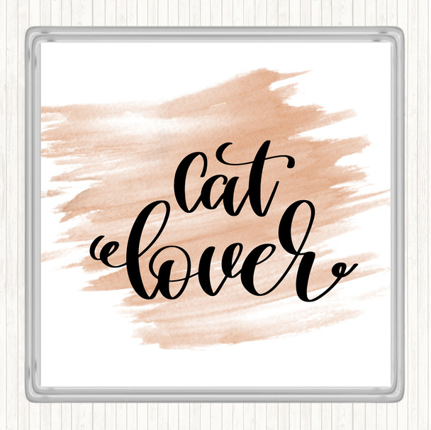 Watercolour Cat Lover Quote Drinks Mat Coaster