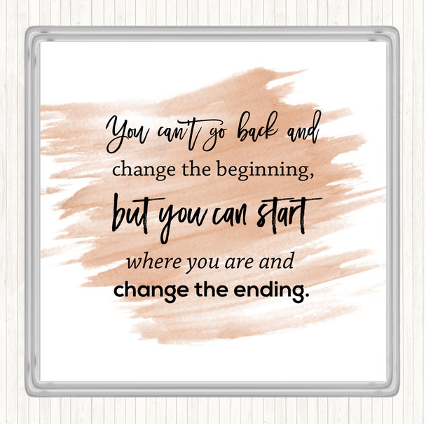 Watercolour Change The Ending Quote Drinks Mat Coaster