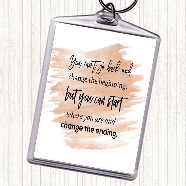 Watercolour Change The Ending Quote Bag Tag Keychain Keyring