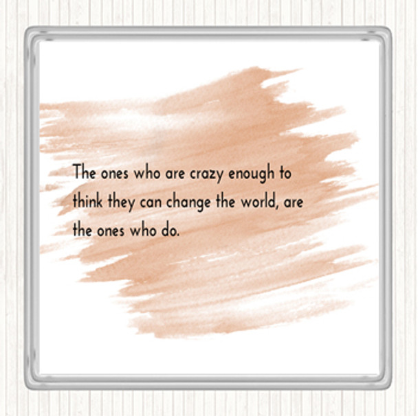 Watercolour Change The World Quote Drinks Mat Coaster
