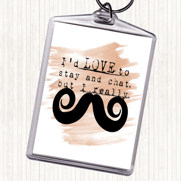 Watercolour Chat Mustache Quote Bag Tag Keychain Keyring