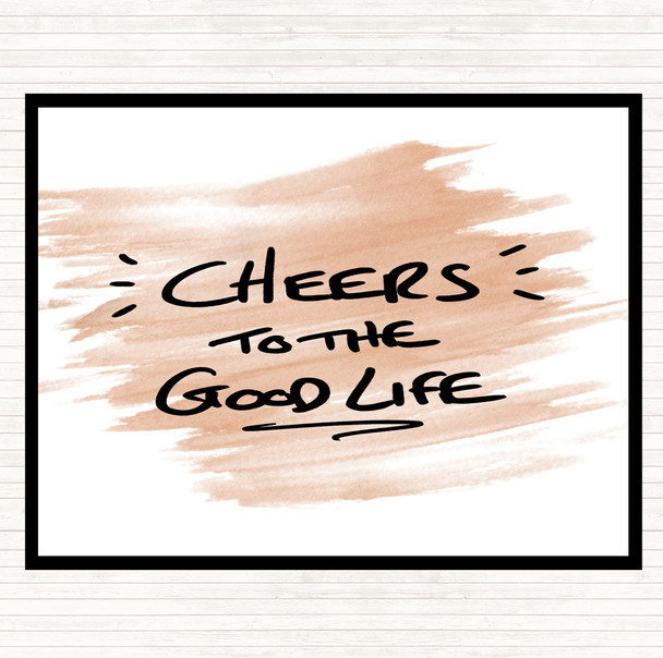 Watercolour Cheers To Good Life Quote Dinner Table Placemat