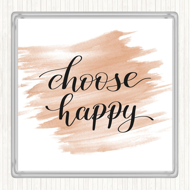 Watercolour Choose Happy Quote Drinks Mat Coaster