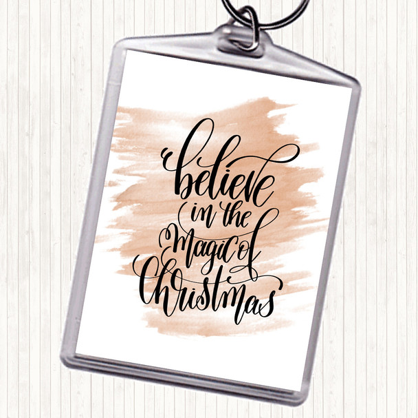 Watercolour Christmas Believe In Magic Xmas Quote Bag Tag Keychain Keyring