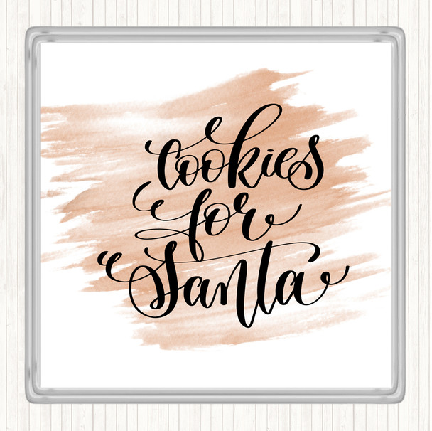 Watercolour Christmas Cookies For Santa Quote Drinks Mat Coaster