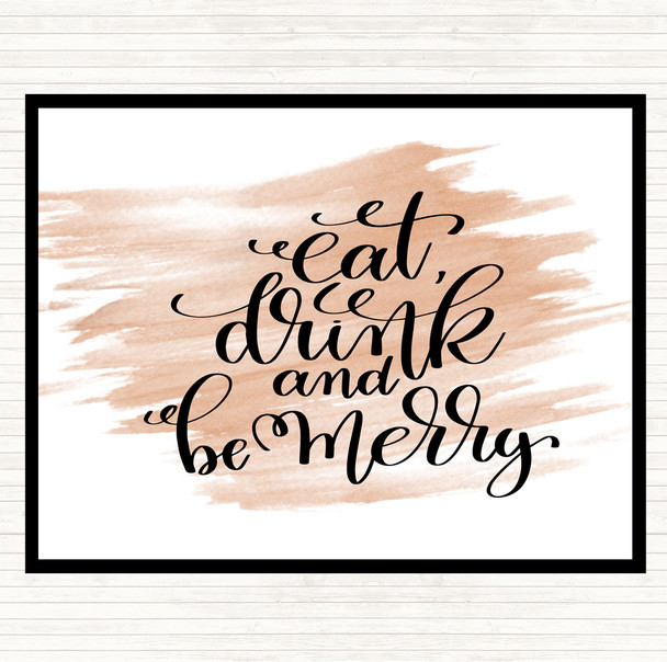 Watercolour Christmas Eat Drink Be Merry Quote Mouse Mat Pad