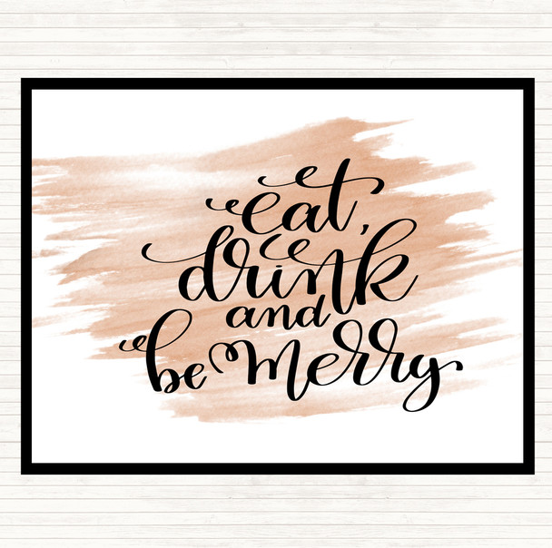 Watercolour Christmas Eat Drink Be Merry Quote Dinner Table Placemat