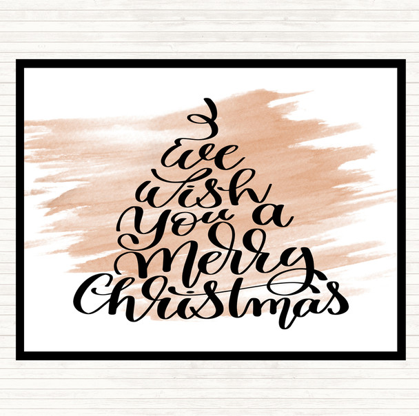 Watercolour Christmas I Wish You A Merry Xmas Quote Dinner Table Placemat