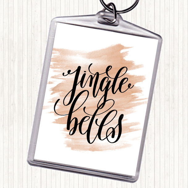 Watercolour Christmas Jingle Bells Quote Bag Tag Keychain Keyring