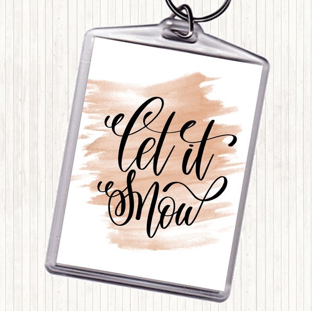 Watercolour Christmas Let It Snow Quote Bag Tag Keychain Keyring