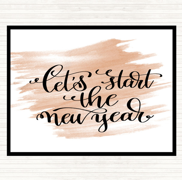 Watercolour Christmas Lets Start New Year Quote Mouse Mat Pad
