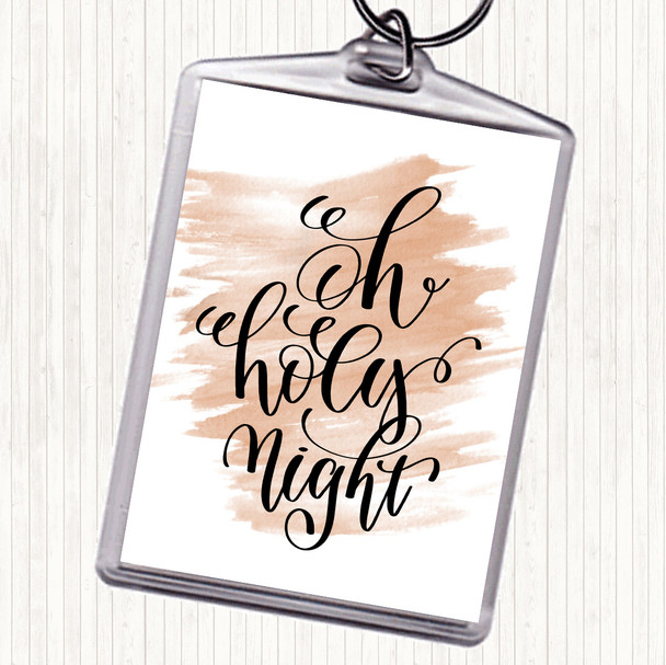 Watercolour Christmas Oh Holy Night Quote Bag Tag Keychain Keyring