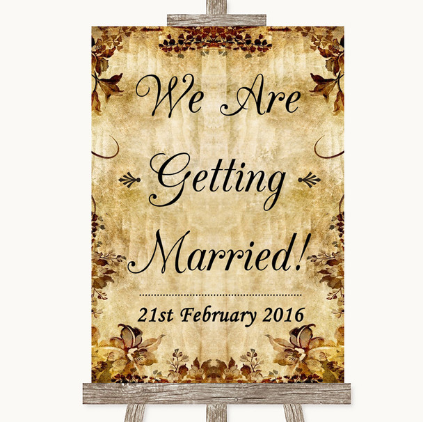 Autumn Vintage We Are Getting Married Personalised Wedding Sign