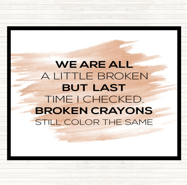 Watercolour All A Little Broken Quote Dinner Table Placemat