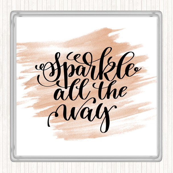 Watercolour Christmas Sparkle All The Way Quote Drinks Mat Coaster