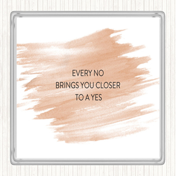 Watercolour Closer To Yes Quote Drinks Mat Coaster