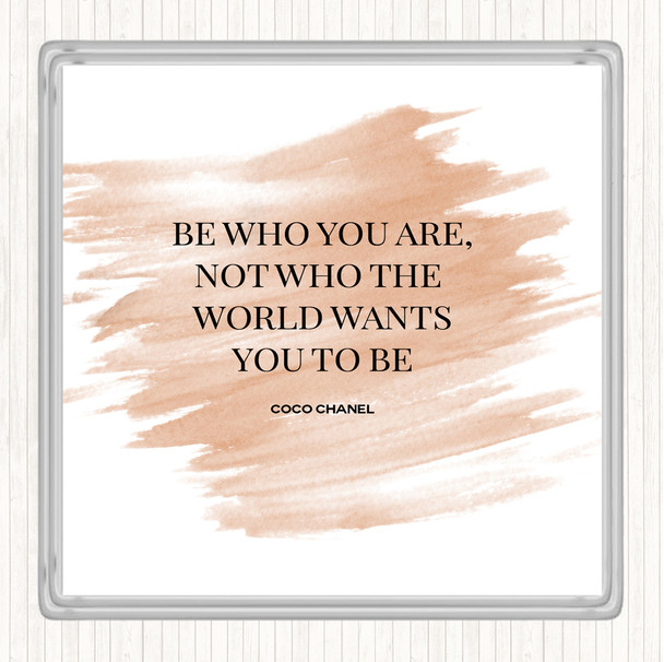 Watercolour Coco Chanel Be Who You Are Quote Drinks Mat Coaster