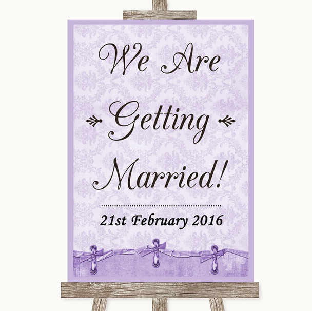 Lilac Shabby Chic We Are Getting Married Personalised Wedding Sign
