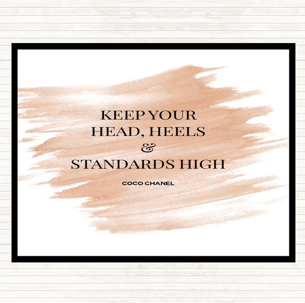 Watercolour Coco Chanel High Standard & Heels Quote Dinner Table Placemat