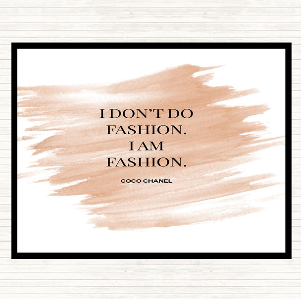 Watercolour Coco Chanel I Am Fashion Quote Dinner Table Placemat