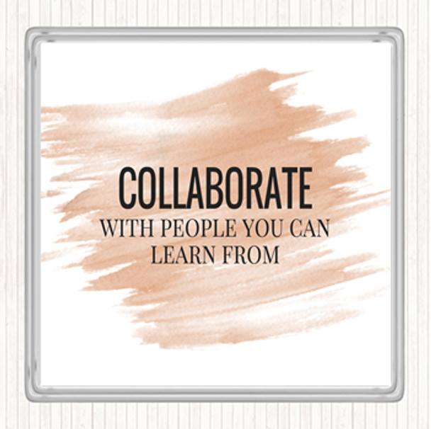Watercolour Collaborate Quote Drinks Mat Coaster