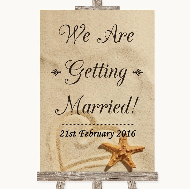 Sandy Beach We Are Getting Married Personalised Wedding Sign