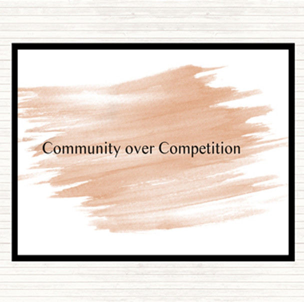 Watercolour Community Over Competition Quote Mouse Mat Pad