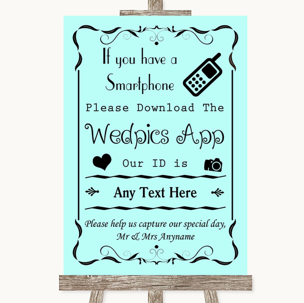 Aqua Wedpics App Photos Personalised Wedding Sign