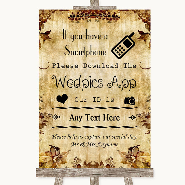 Autumn Vintage Wedpics App Photos Personalised Wedding Sign