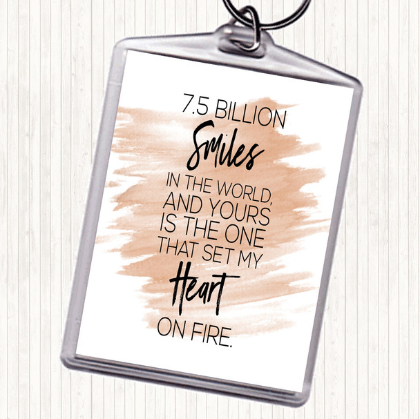 Watercolour 7.5 Billion Smiles Quote Bag Tag Keychain Keyring