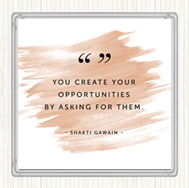 Watercolour Create Opportunities Quote Drinks Mat Coaster